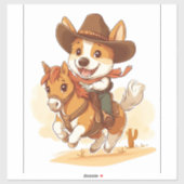 カウボーイコーギー ウェスタンロデオ犬 シール (シート)
