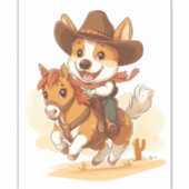 カウボーイコーギー ウェスタンロデオ犬 シール (正面)