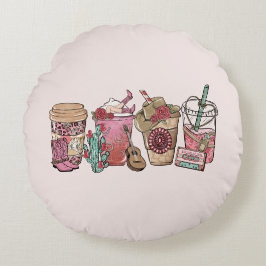 カウボーイコーヒー時間 ラウンドクッション (正面)