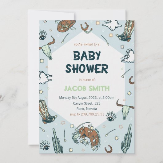 カウボーイサウスウエスベビーシャワー招待状 招待状 (正面)