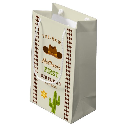 カウボーイサルーンボーイワイルドウェスト1st誕生日 スモールペーパーバッグ (裏面アングル)