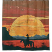 カウボーイサンセットシャワーカーテン シャワーカーテン (正面)