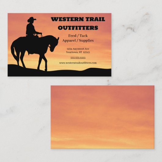 カウボーイサンセットホース用品トレーニングボード 名刺 (正面/裏面)
