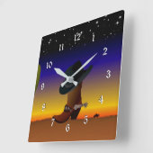 カウボーイサンセット スクエア壁時計 (傾斜)