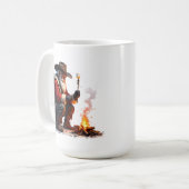 カウボーイサンタのキャンプファイヤーマシュマロ コーヒーマグカップ (正面左)
