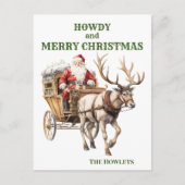 カウボーイサンタのクリスマスハoliday シーズンポストカード (正面)