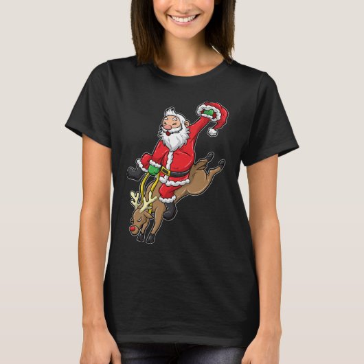カウボーイサンタクリスマストナカイRodeo Christmas In Texa Tシャツ (正面)