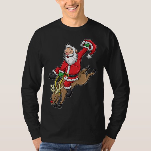 カウボーイサンタクリスマストナカイRodeo Christmas In Texa Tシャツ (正面)