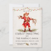 カウボーイサンタクリスマスラッソ投げライト 招待状 (正面)