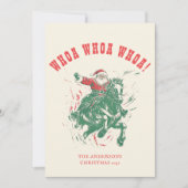 カウボーイサンタクロースおもしろいウェスタンロデオ馬写真 シーズンカード (正面)