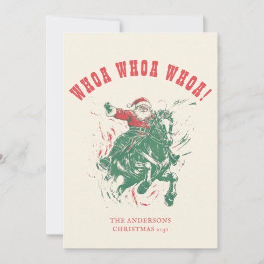 カウボーイサンタクロースおもしろいウェスタンロデオ馬写真 シーズンカード (正面)