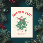 カウボーイサンタクロースおもしろいウェスタンロデオ馬写真 シーズンカード