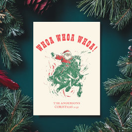 カウボーイサンタクロースおもしろいウェスタンロデオ馬写真 シーズンカード