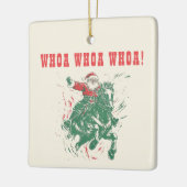 カウボーイサンタクロースおもしろいウェスタンロデオ馬写真 セラミックオーナメント (左)