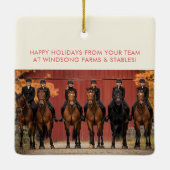 カウボーイサンタクロースおもしろいウェスタンロデオ馬写真 セラミックオーナメント (裏面)