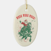 カウボーイサンタクロースおもしろいウエスタンロデオホース セラミックオーナメント (右)