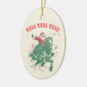カウボーイサンタクロースおもしろいウエスタンロデオホース セラミックオーナメント (左)