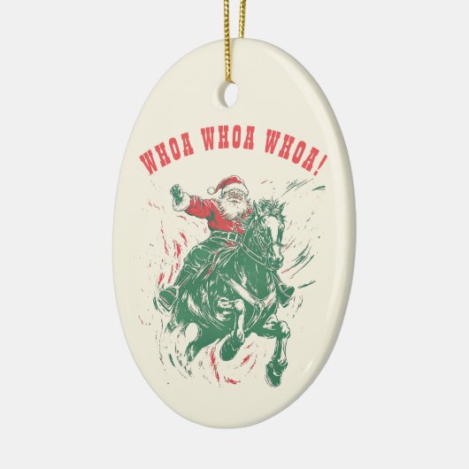 カウボーイサンタクロースおもしろいウエスタンロデオホース セラミックオーナメント (左)
