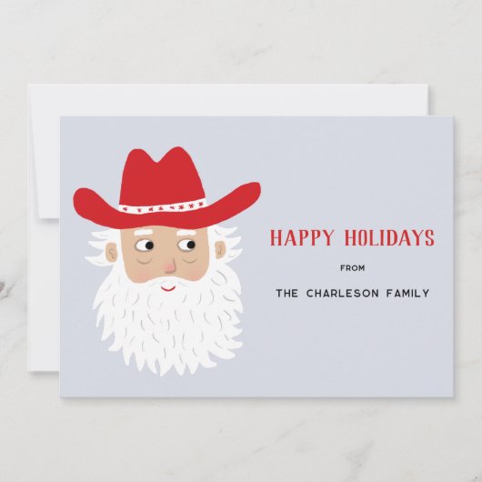 カウボーイサンタクロースのクリスマス シーズンカード (正面)