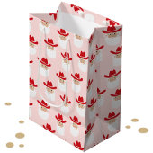 カウボーイサンタクロース ウェスタンクリスマス ピンク ミディアムペーパーバッグ