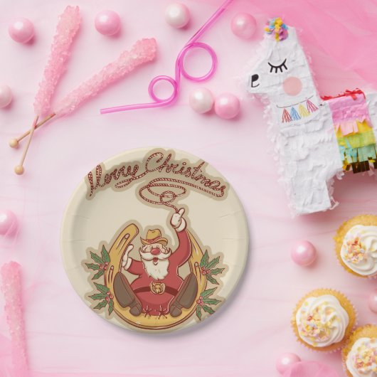 カウボーイサンタクロース ペーパープレート (パーティー)