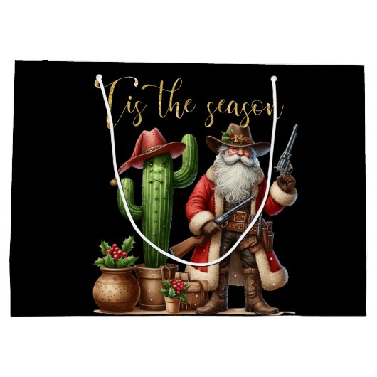 カウボーイサンタシーズンザシーズンデザートカボスピストル ラージペーパーバッグ (裏面)