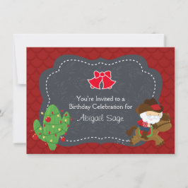 カウボーイサンタライディングホースホリデイ誕生日招待状 招待状