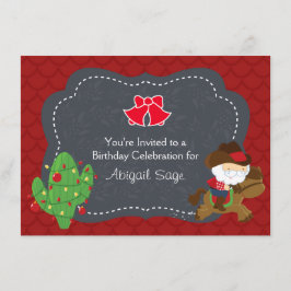 カウボーイサンタライディングホースホリデイ誕生日招待状 招待状