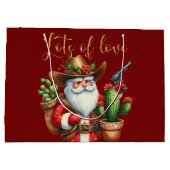 カウボーイサンタロブデザートサボテンのピストル ラージペーパーバッグ (裏面)