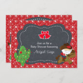 カウボーイサンタ&ホースホリデーベビーシャワー招待状 招待状 (正面/裏面)