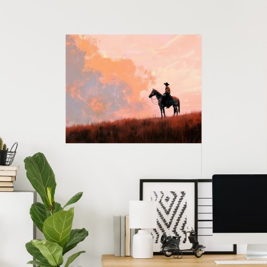 カウボーイサンライズウェスタン ポスター (ホームオフィス)