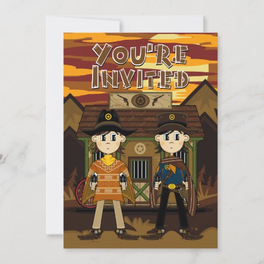 カウボーイシェリフスアットジェイルパーティー招待状 招待状 (正面)