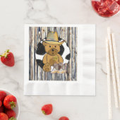 カウボーイシェリフテディベアベビーシャワーナプキンズ 縁ありランチョンナプキン (インサイチュ)