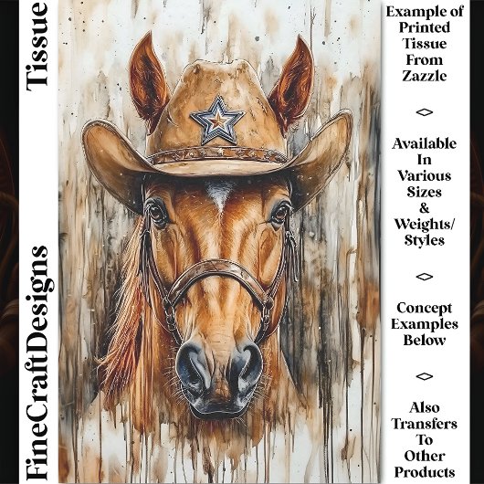 カウボーイシェリフChesnut Horse In Hat DD6 Decopage 薄葉紙