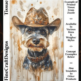 カウボーイシェリフSchnauzer Dog In Hat DD7 Decopage 薄葉紙
