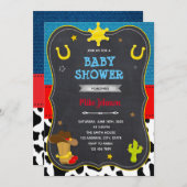 カウボーイシャワーの誕生日 招待状 (正面/裏面)