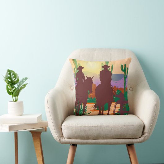 カウボーイシルエットデザートランドスケープ装飾用クッション クッション (椅子)