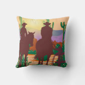 カウボーイシルエットデザートランドスケープ装飾用クッション クッション (裏面)