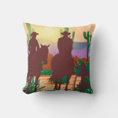 カウボーイシルエットデザートランドスケープ装飾用クッション クッション (正面)