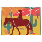 カウボーイシルエットデザートランドスケープ ラージペーパーバッグ (裏面)