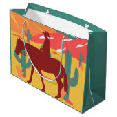 カウボーイシルエットデザートランドスケープ ラージペーパーバッグ (裏面アングル)