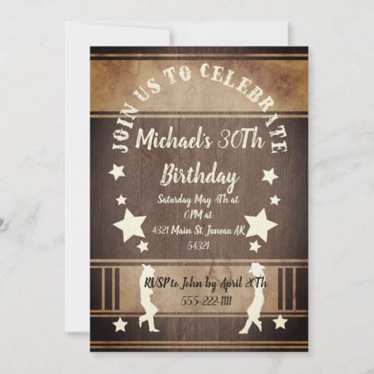 カウボーイシルエットバースデーカード招待状 招待状 (正面)