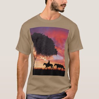 カウボーイシルエット及び日本の桜さくらんぼブロス Tシャツ