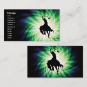 カウボーイシルエット白熱［赤熱］光を放つ; 名刺 (正面/裏面)