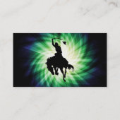 カウボーイシルエット白熱［赤熱］光を放つ; 名刺 (裏面)