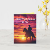 カウボーイシルエット誕生日グリーティングカード カード (黄色い花)
