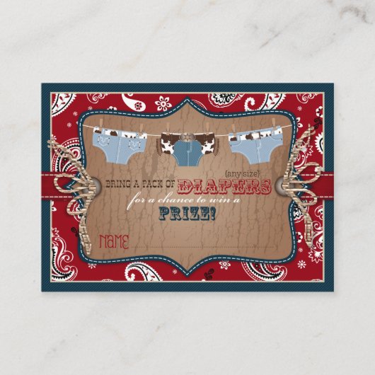カウボーイジーンズとチャップスおむつラッフルチケット エンクロージャーカード (正面)