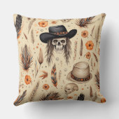カウボーイスカル&パンプキンボホシームレスパターン クッション (裏面)