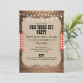 カウボーイスタイルのカントリーな新年のイブのパーティー招待状 招待状 (スタンド正面)