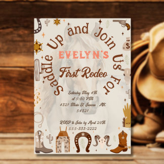 カウボーイスタイルのカントリーウェスタン誕生日 招待状